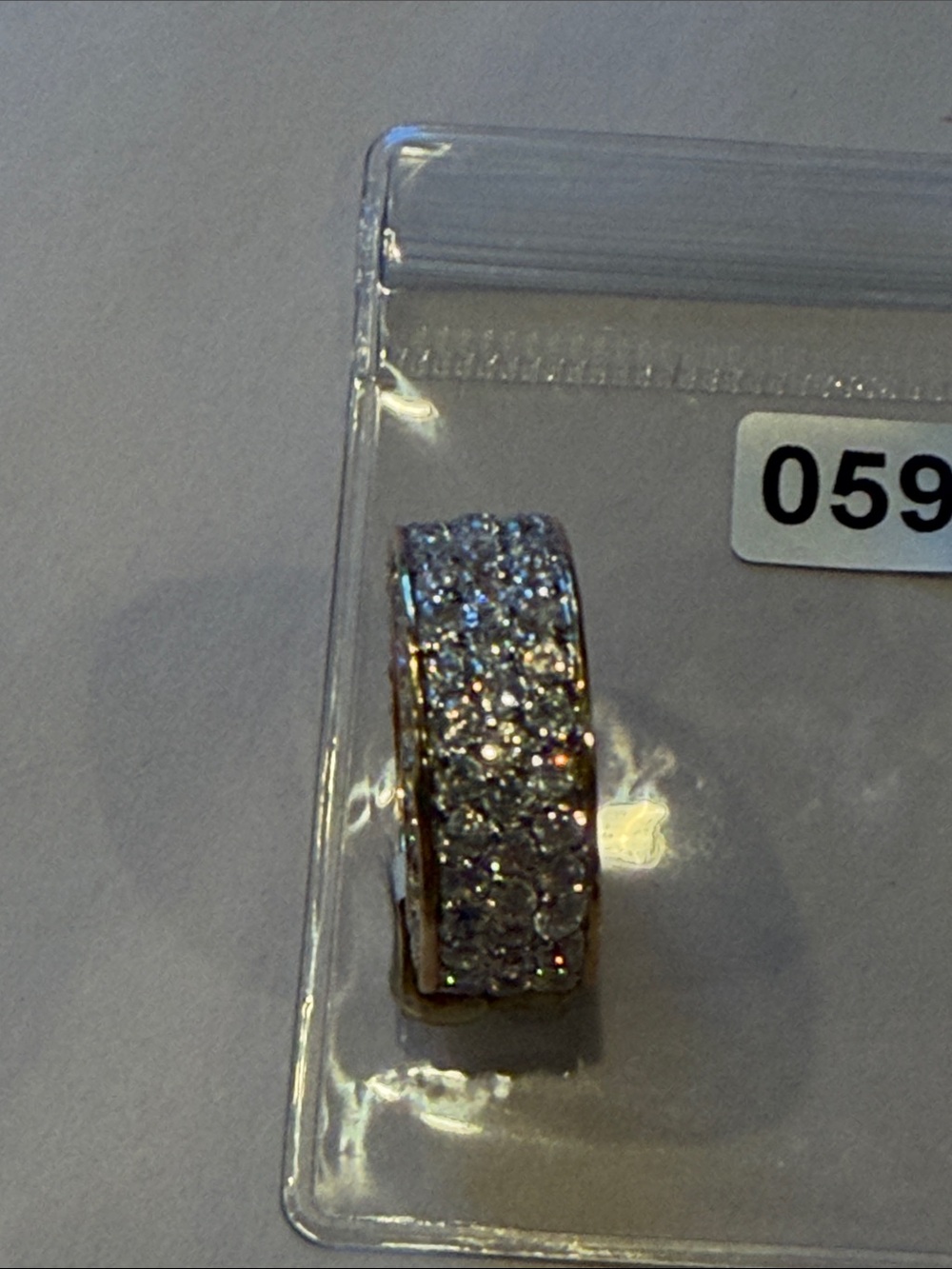 18KGE CZ Sparkling Pave Crystal ring  in Silver-Tone size 5